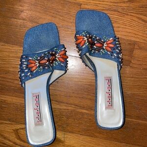 Britney Spears denim beed BoHo urban kitten heels Y2K 2000 Justin Timberlake